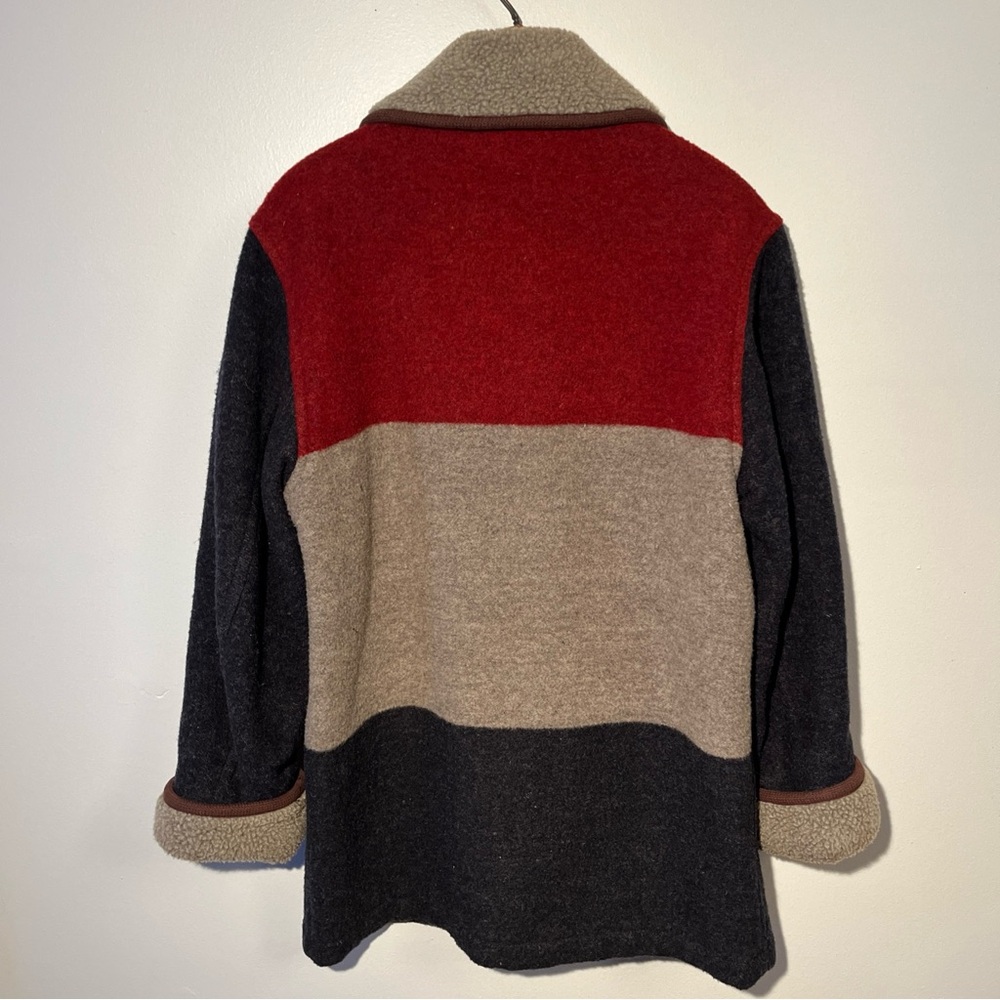 Vintage Rue Grenelle wool coat holiday winter Christmas grey cozy retro fleece S - Picture 7 of 13